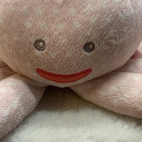 Octopus plush lovey 12" Mrs Sock T Pus pink polks dot rattle crinkle sewn eyes - Picture 2 of 8